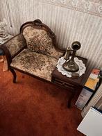 Antiek telefoonbankje met gobelin bekleding, Bruin, Ophalen of Verzenden, Zo goed als nieuw, Eén