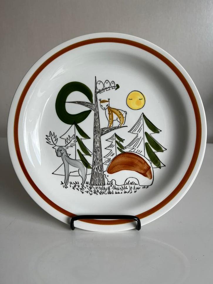 Vintage Rörstrand Skansen Kinderbord Bosdieren M.Westman 50s, Antiek en Kunst, Antiek | Servies los, Ophalen of Verzenden