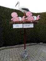 Geboorteborden b.v. ooievaar met tweeling baby`s op nest., Kinderen en Baby's, Kraamcadeaus en Geboorteborden, Ophalen, Nieuw