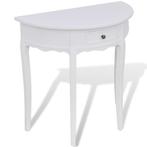 Sidetable wandtafel halfrond wit bruin + lade GRATIS BEZORGD, Huis en Inrichting, Tafels | Sidetables, 50 tot 100 cm, Verzenden