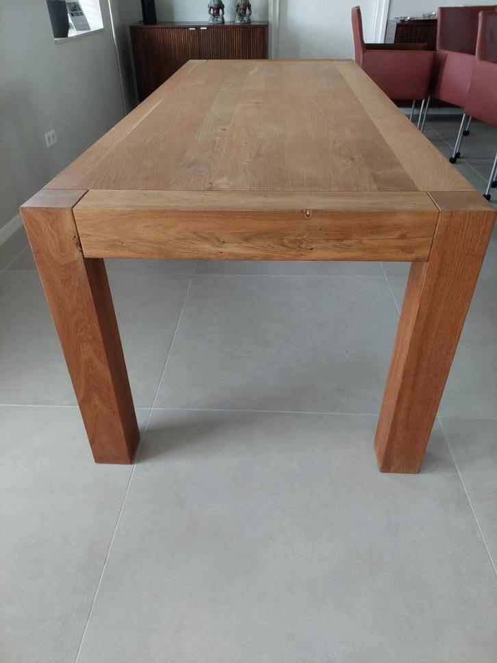 Massief eiken eettafel , 220x90cm. VT-Wonen collectie., Huis en Inrichting, Tafels | Eettafels, Ophalen