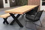 Tuintafel Douglas met stalen X of U poot, zwart gepoedercoat, Ophalen, Nieuw, Rechthoekig, Hout