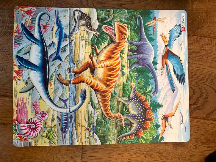 Stoere Dino Puzzel - Grappige Stukjes!, Kinderen en Baby's, Speelgoed | Kinderpuzzels, Gebruikt, 6 jaar of ouder, Meer dan 50 stukjes