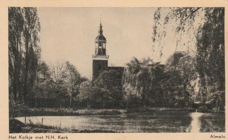 ALMELO Het Kolkje met N.H. Kerk, Verzamelen, Ansichtkaarten | Nederland, Gelopen, Overijssel, 1940 tot 1960, Verzenden