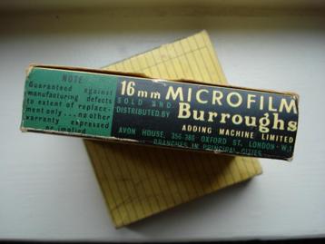 16mm MICROFILM ILFORD / BURROUGHS beschikbaar voor biedingen