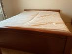 Tweepersoons bed, Huis en Inrichting, Slaapkamer | Bedden, 160 cm, Gebruikt, Bruin, Hout