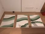 3 Luik abstract groen, Ophalen, Zo goed als nieuw, Schilderij, 75 cm of meer
