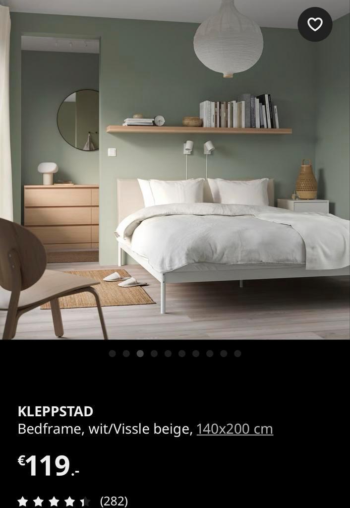 Ikea Kleppstad bedframe 140x200 (excl. lattenbodem), Huis en Inrichting, Slaapkamer | Bedden, Zo goed als nieuw, Tweepersoons