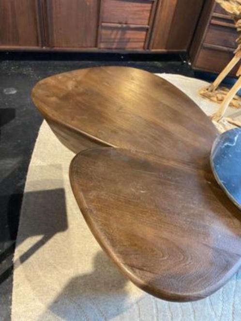 Salontafel Mila Bruin & Zwart Groot Mangohout 107 cm, Huis en Inrichting, Tafels | Bijzettafels, Ophalen of Verzenden