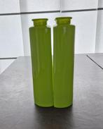 4 glazen vaasjes, Minder dan 50 cm, Groen, Glas, Ophalen of Verzenden