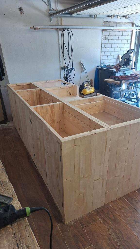 Keukeneiland van terug gedroogd en geschaafd steigerhout, Huis en Inrichting, Keuken | Keukenelementen, Nieuw, Ophalen of Verzenden