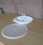 Vintage Tupperware Serveerschaaltje met 3 vakken, Ophalen, Gebruikt, Wit, Schaal