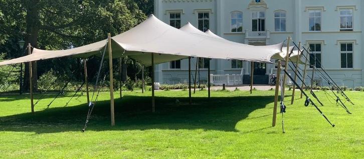 Stretchtenten stretchtent stretch tent terras overkapping, Tuin en Terras, Partytenten, Gebruikt, Overige typen, 2 meter of meer