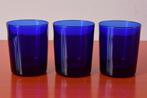 Set van 3 retro vintage Vereco France glazen van blauw glas, Glas, Glas of Glazen, Ophalen of Verzenden, Effen