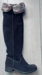 Te koop: leren overknee laarzen, bruin, bont gevoerd, 38, Ophalen of Verzenden, Zo goed als nieuw, Bruin, Hoge laarzen