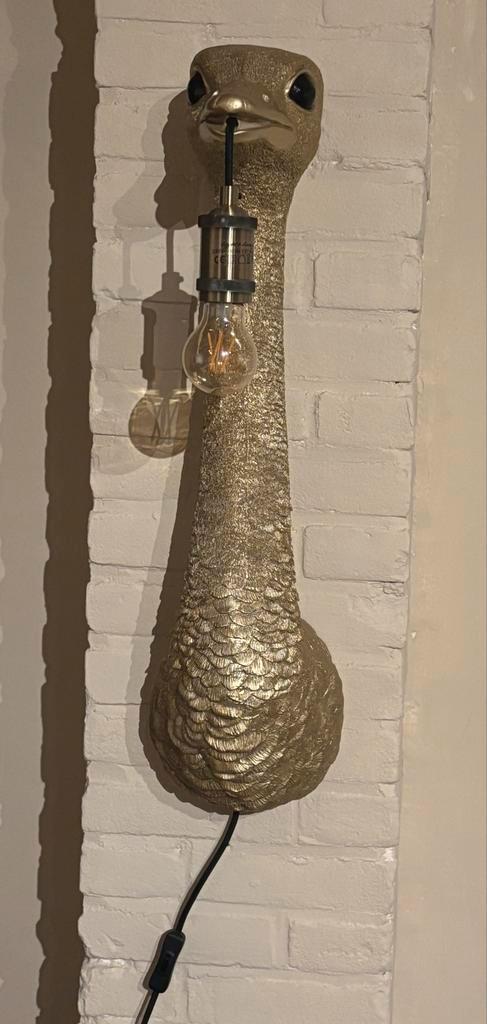 Gouden Struisvogel Lamp, Huis en Inrichting, Lampen | Wandlampen, Zo goed als nieuw, Kunststof, Overige materialen, Ophalen