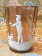 Mooi antiek Mary Gregory glas uit Amerika 9,2 cm., Ophalen of Verzenden