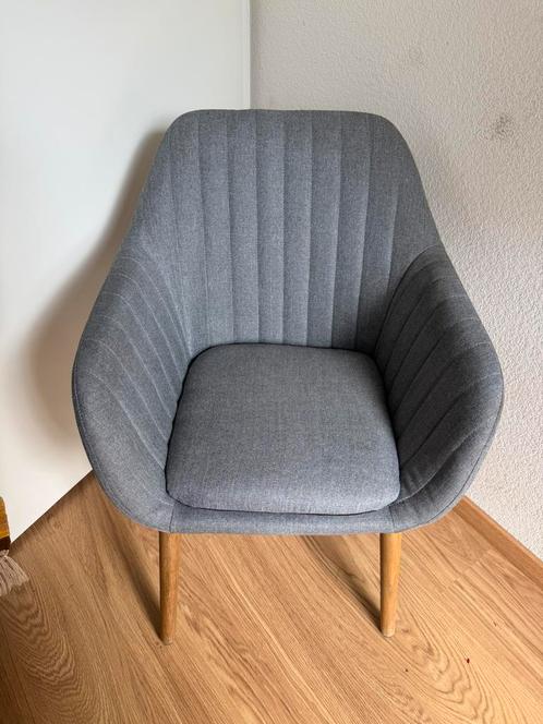 Eetkamerstoelen 6x  Meda – Stof Lichtgrijs, Huis en Inrichting, Stoelen, Zo goed als nieuw, Vijf, Zes of meer stoelen, Stof, Grijs
