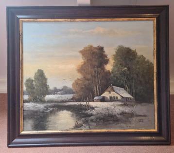 Schilderij van schilder F. de Jong Landschap met boerderij  beschikbaar voor biedingen