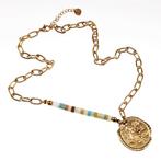 Kompas ketting Dames Stalen Goud Kleur Ovale Schakelsketting, Nieuw, Goud, Overige materialen, Met hanger