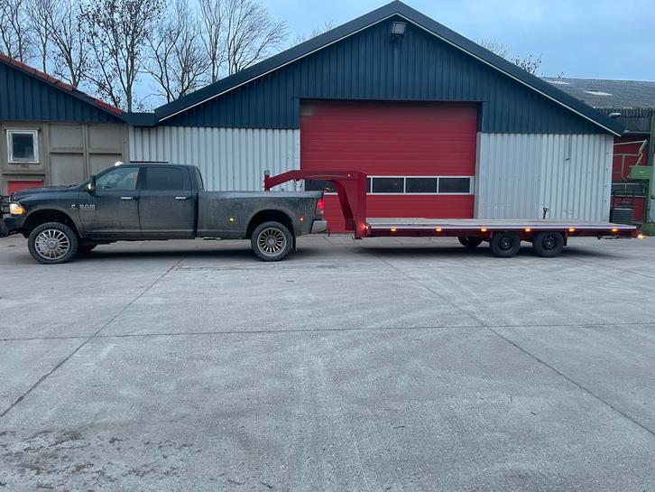 Gooseneck zwanenhals trailer 6 meter vlakke laadvloer, Auto diversen, Aanhangers en Bagagewagens, Zo goed als nieuw, Ophalen