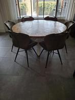 Eettafel mangohout rond 150 cm spinpoot wit, Huis en Inrichting, Tafels | Eettafels, Ophalen, Vijf personen of meer, Rond, 100 tot 150 cm