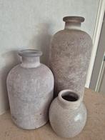 Grijze vazen 3 stuks ( als set ), Overige kleuren, Ophalen of Verzenden, Minder dan 50 cm, Glas