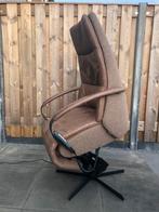 Prominent Sta op stoel/Relax fauteuil stoel stof leer bruin, Ophalen of Verzenden, 75 tot 100 cm, Zo goed als nieuw, Stof