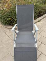 Tuinstoel met voetensteun en kussen, Tuin en Terras, Ophalen, Gebruikt, Aluminium, Inklapbaar