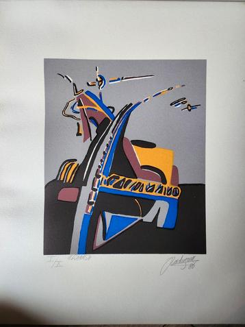 Abstracte Zeefdruk - Gesigneerd beschikbaar voor biedingen