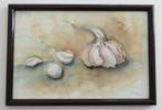 Leuk schilderij Stilleven Knoflook aquarel, gesigneerd., Antiek en Kunst, Kunst | Schilderijen | Klassiek, Ophalen of Verzenden