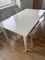 Wit eettafel uitschuifbaar, Huis en Inrichting, Tafels | Eettafels, Ophalen, Gebruikt, 150 tot 200 cm, Vijf personen of meer