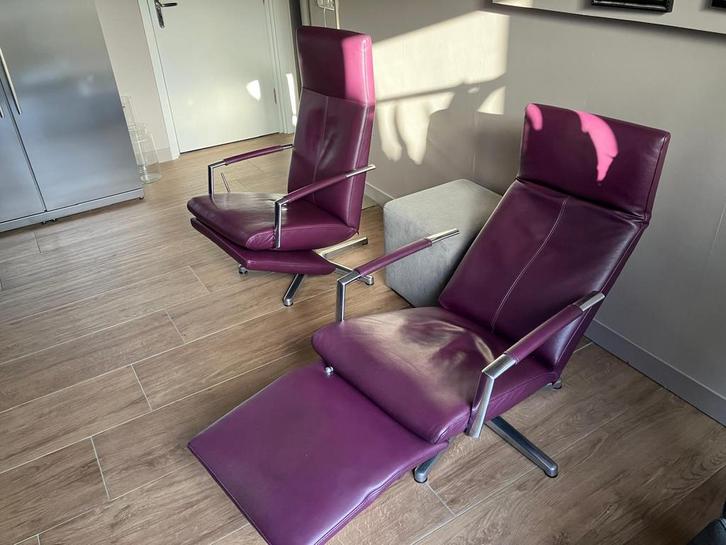 Prominent Twist aubergine twee stuks, Huis en Inrichting, Fauteuils, Zo goed als nieuw, Leer, 50 tot 75 cm, Minder dan 75 cm, Ophalen