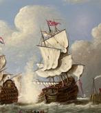 Schepen in oorlog op zee. Thomas Heesakkers., Antiek en Kunst, Kunst | Schilderijen | Klassiek, Ophalen of Verzenden