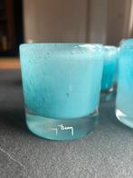 Mooie set van 8 blauwe mondgeblazen windlichten, Henry Dean, Huis en Inrichting, Overige materialen, Blauw, Ophalen of Verzenden