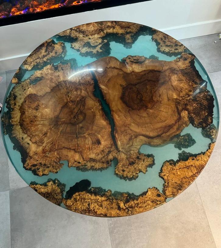 Epoxy salontafel inclusief onderstel, nu 10% korting, Huis en Inrichting, Tafels | Salontafels, Nieuw, Minder dan 50 cm, Rechthoekig