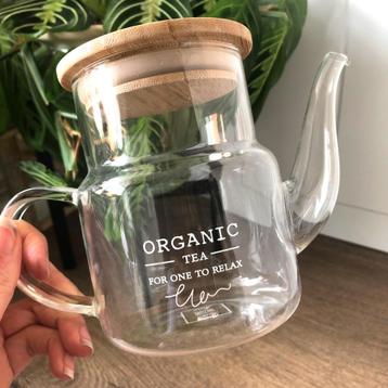 Riviera Maison Leuke kleine glazen theepot met houten dop beschikbaar voor biedingen