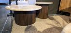 Ronde salontafel | Travertin / Mangobruin Ribbel voet , Ophalen, 50 tot 100 cm, Bornsestraat 31, Nieuw