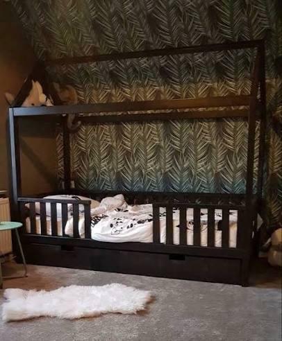 Bedhuisje JORG Zwart 90x200, Kinderen en Baby's, Kinderkamer | Bedden, Gebruikt, 180 cm of meer, 85 tot 100 cm, Hoogslaper of Stapelbed