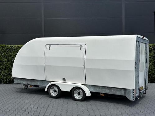 PRG TRACSPORTER DUBBELAS GESLOTEN AUTOTRAILER BRUTO 2600 KG, Auto diversen, Aanhangers en Bagagewagens, Gebruikt