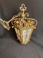 Prachtige antieke Franse hanglamp messing Art Nouveau, Ophalen of Verzenden