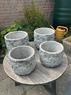 Countryfield set van 4 grijze zware bloempotten, Tuin en Terras, Ophalen, Steen, Gebruikt, Minder dan 30 cm