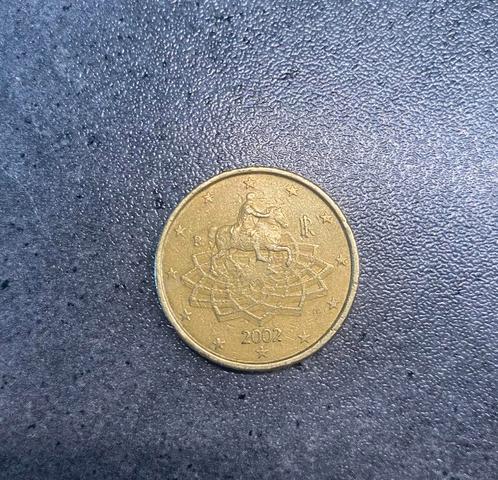 50 cent munt Italie 2002, Postzegels en Munten, Munten | Europa | Euromunten, Losse munt, 50 cent, Italië, Ophalen of Verzenden