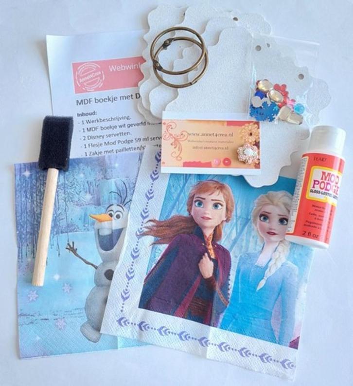 MDF boekje met Disney servet Frozen pakket, Hobby en Vrije tijd, Knutselen, Nieuw, Materiaal, Ophalen of Verzenden