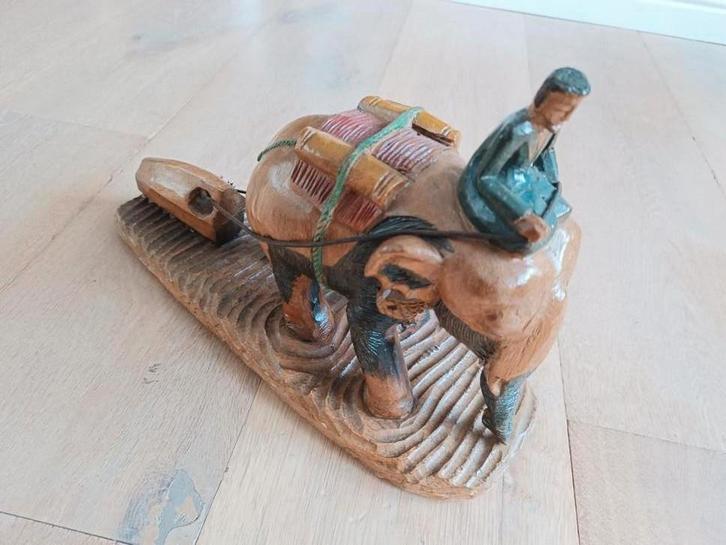 Houten Beeld Mahout op Olifant, Antiek en Kunst, Kunst | Beelden en Houtsnijwerken, Ophalen