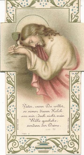 2 Mooie oude devotieprentjes in vorm van kruis beschikbaar voor biedingen