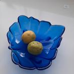 Blauwe glazen schaal, Huis en Inrichting, Ophalen of Verzenden, Zo goed als nieuw, Rond, Glas