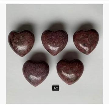 5 x Rhodoniet Harten, 45 gram per stuk, 3 x 3 cm, pr.p.stuk beschikbaar voor biedingen