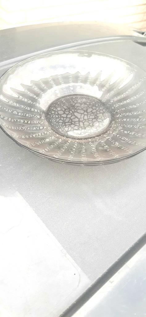 Copier Leerdam kleine drijfschaal tin craquele D18cm, Antiek en Kunst, Antiek | Glas en Kristal, Ophalen of Verzenden