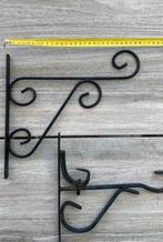 Antieke Planthaken - 2 stuks - Zwart Metaal - 37cm, Tuin en Terras, Ophalen of Verzenden, Gebruikt